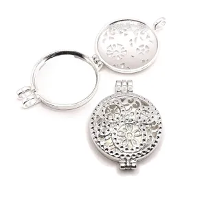 4 or 20 Pieces: Bright Silver Gear Aromatherapy Essential Oil Diffuser Lockets