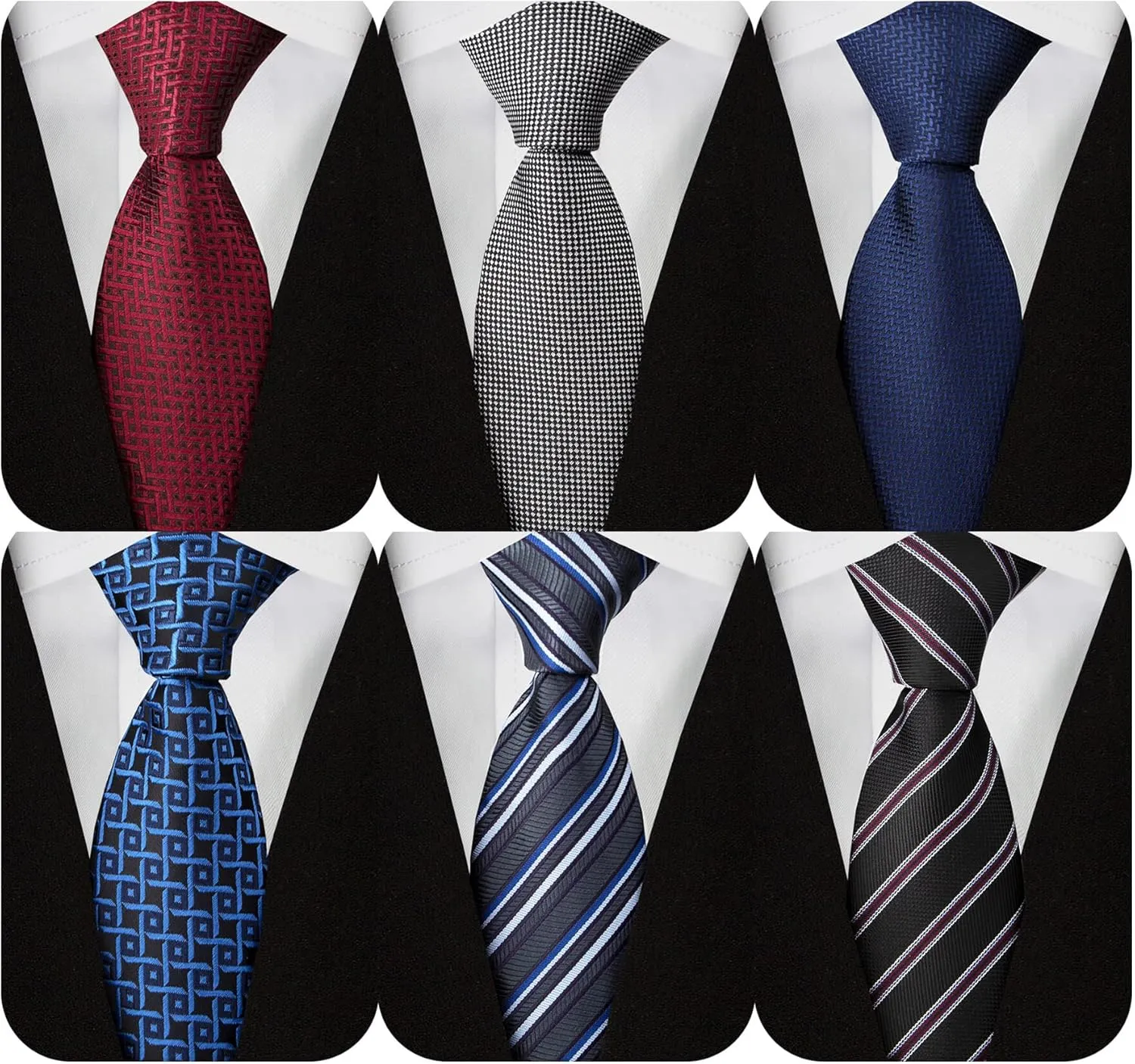 Adulove Extra Long Ties for Men Big and Tall Neckties Woven Jacquard Classic Neck Tie Business Wedding