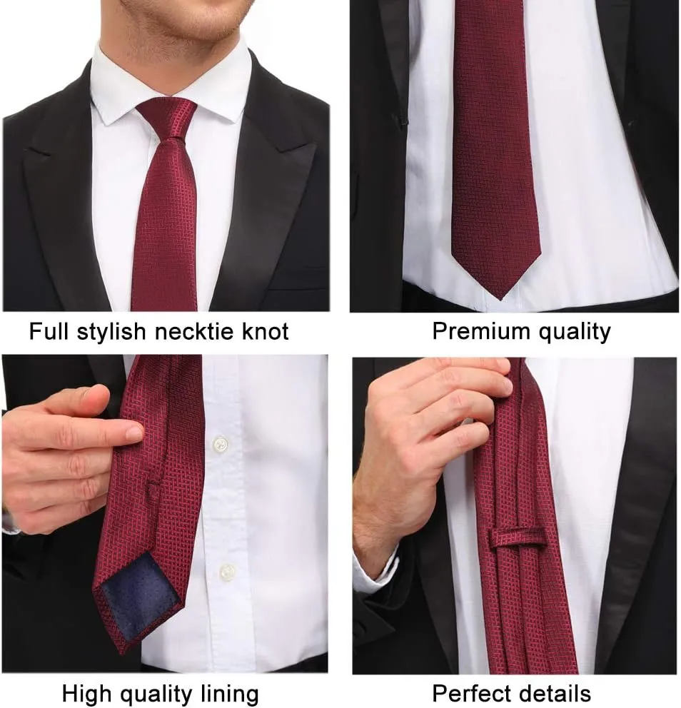 Adulove Extra Long Ties for Men Big and Tall Neckties Woven Jacquard Classic Neck Tie Business Wedding