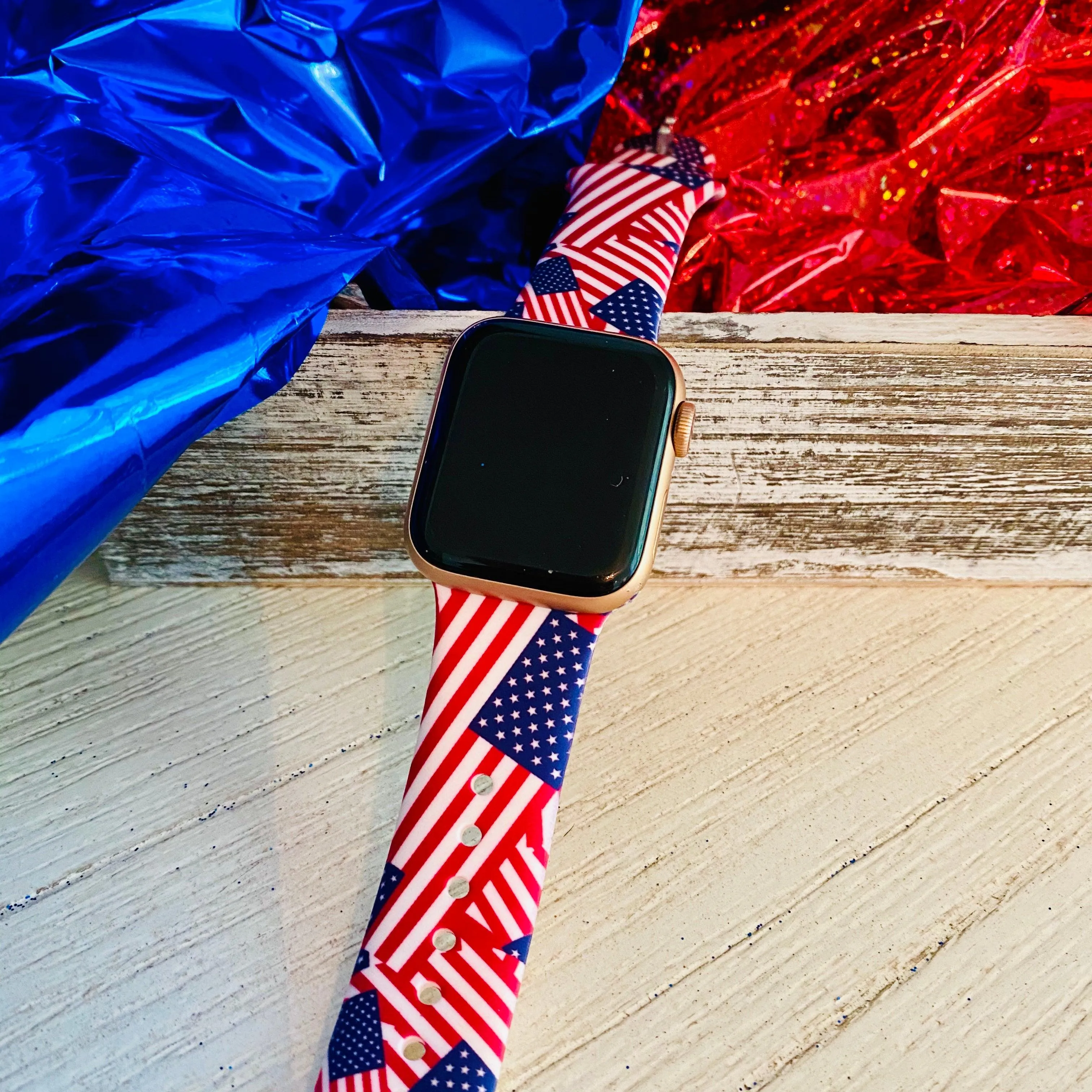 American Flag Print Silicone Band For Apple Watch