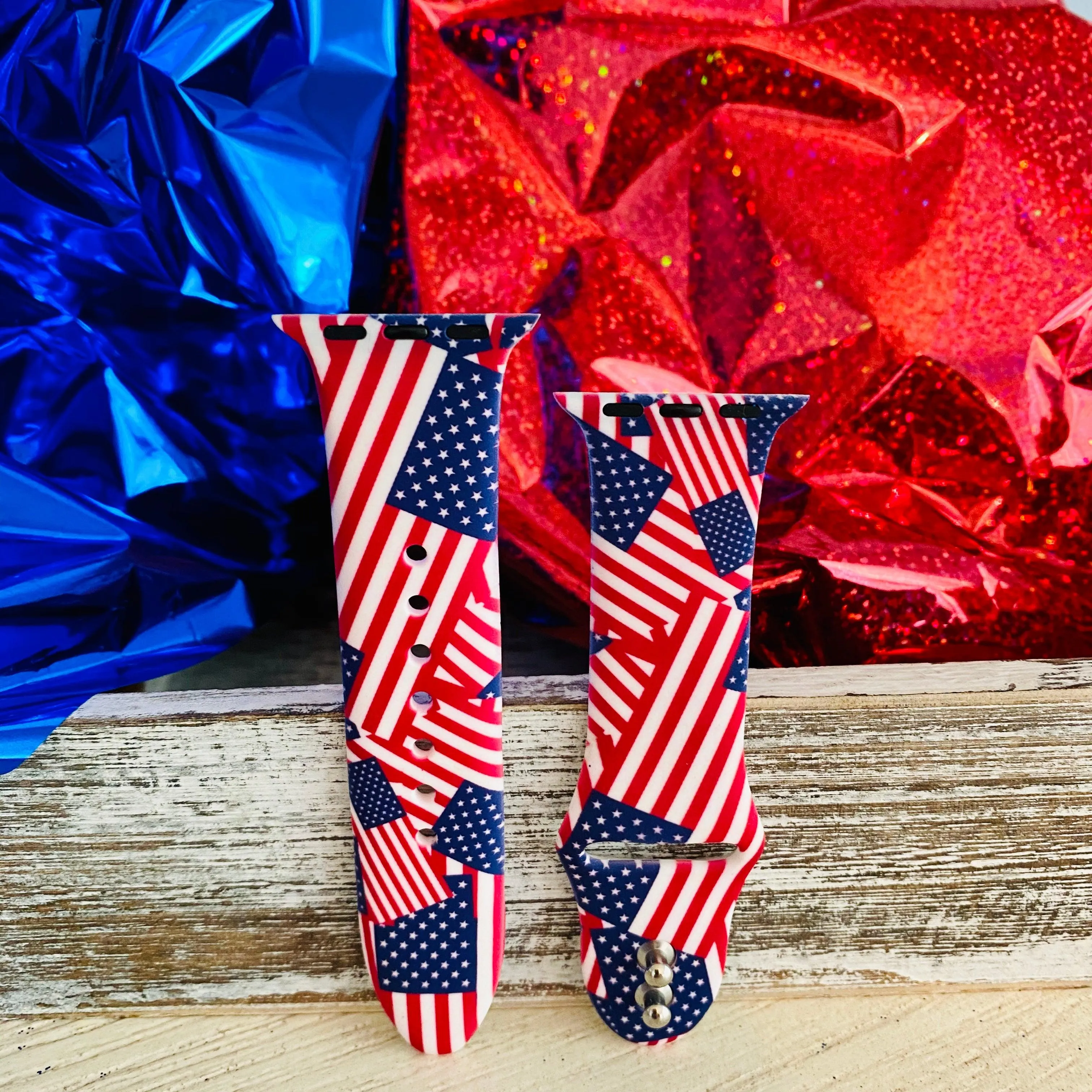 American Flag Print Silicone Band For Apple Watch