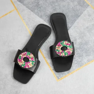 AMOZAE-- Diamond Chic Summer Flat Sandals for Luxe Beach Party Style