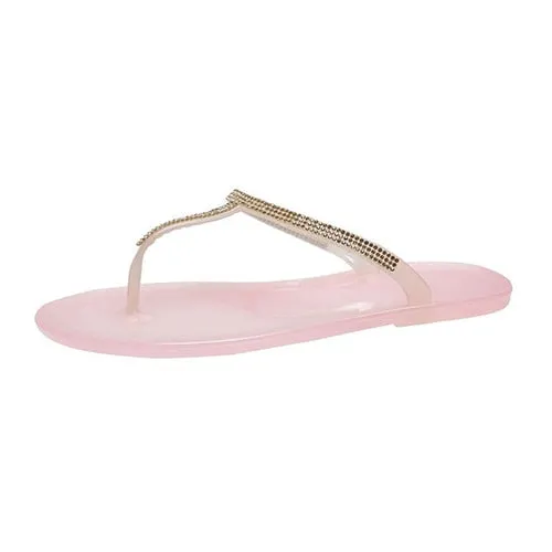 Back  To School Outfit  Amozae Women Crystal Flip Flop Woman Summer Beach Thong Slide Female Casual Slipper Ladies Rhinestone Plus Size Solid Footwear
