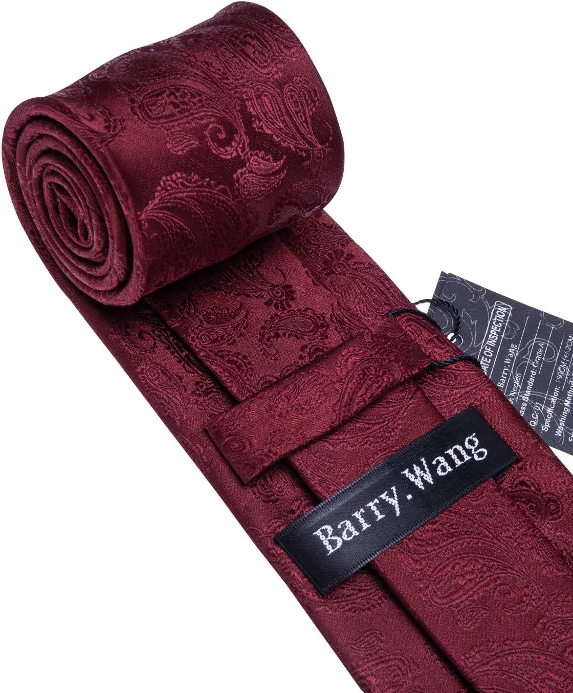 Barry.Wang Men Ties Paisley Woven Silk Necktie Set with Pocket Suqare Cufflinks Formal