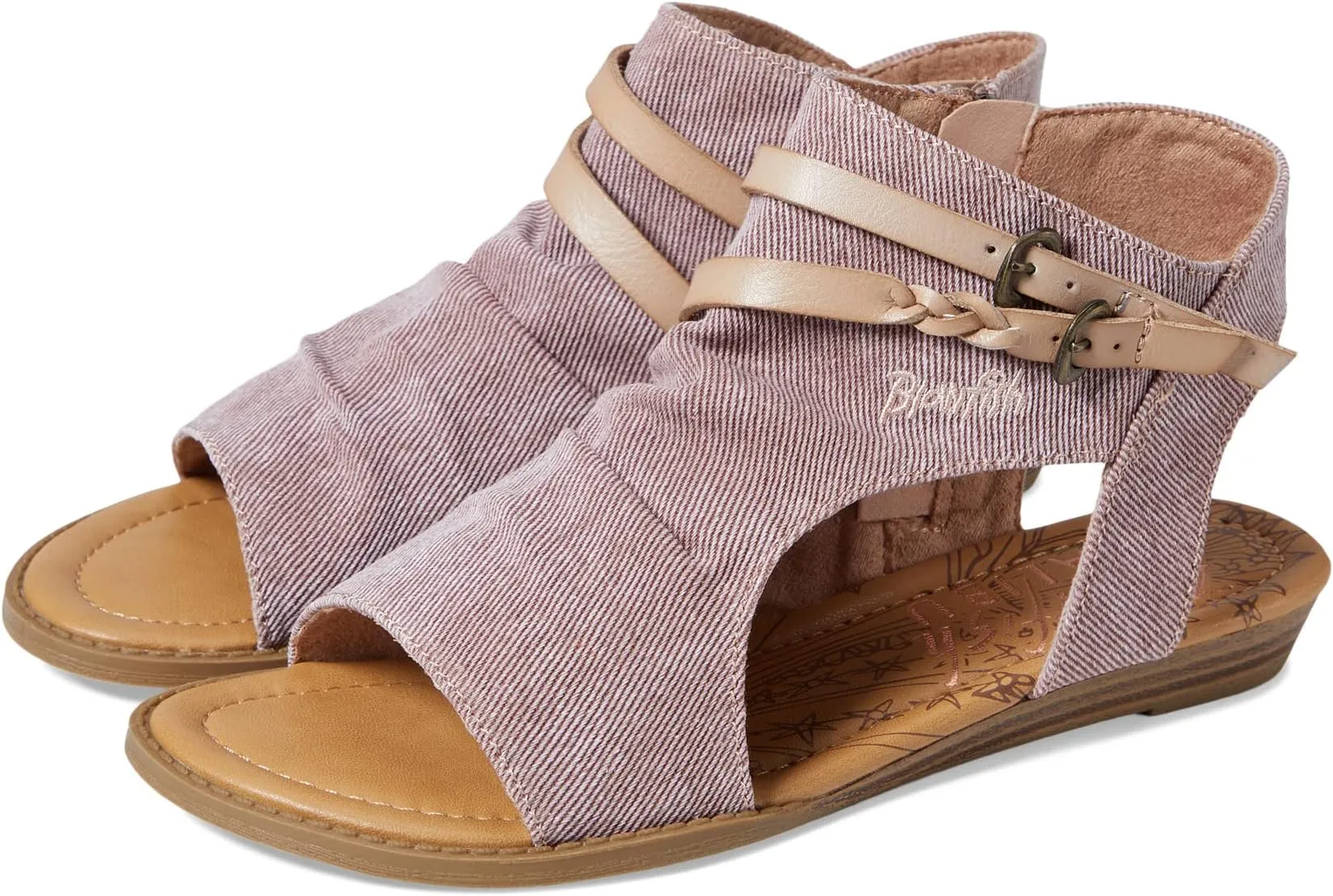 Blumoon-K Blowfish Malibu Flat Sandal in Lotus Smokey Twill/Die Cut