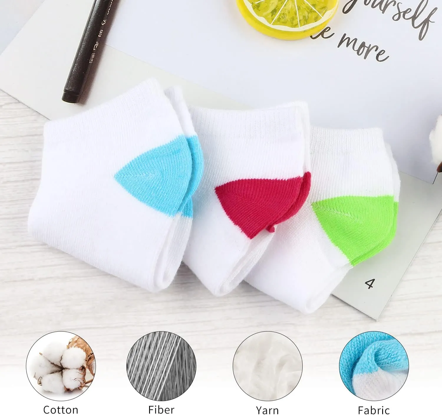 BOOPH 15 Pcs Kids Socks for Boys Girls Half Cushion Low Cut Athletic Ankle Socks