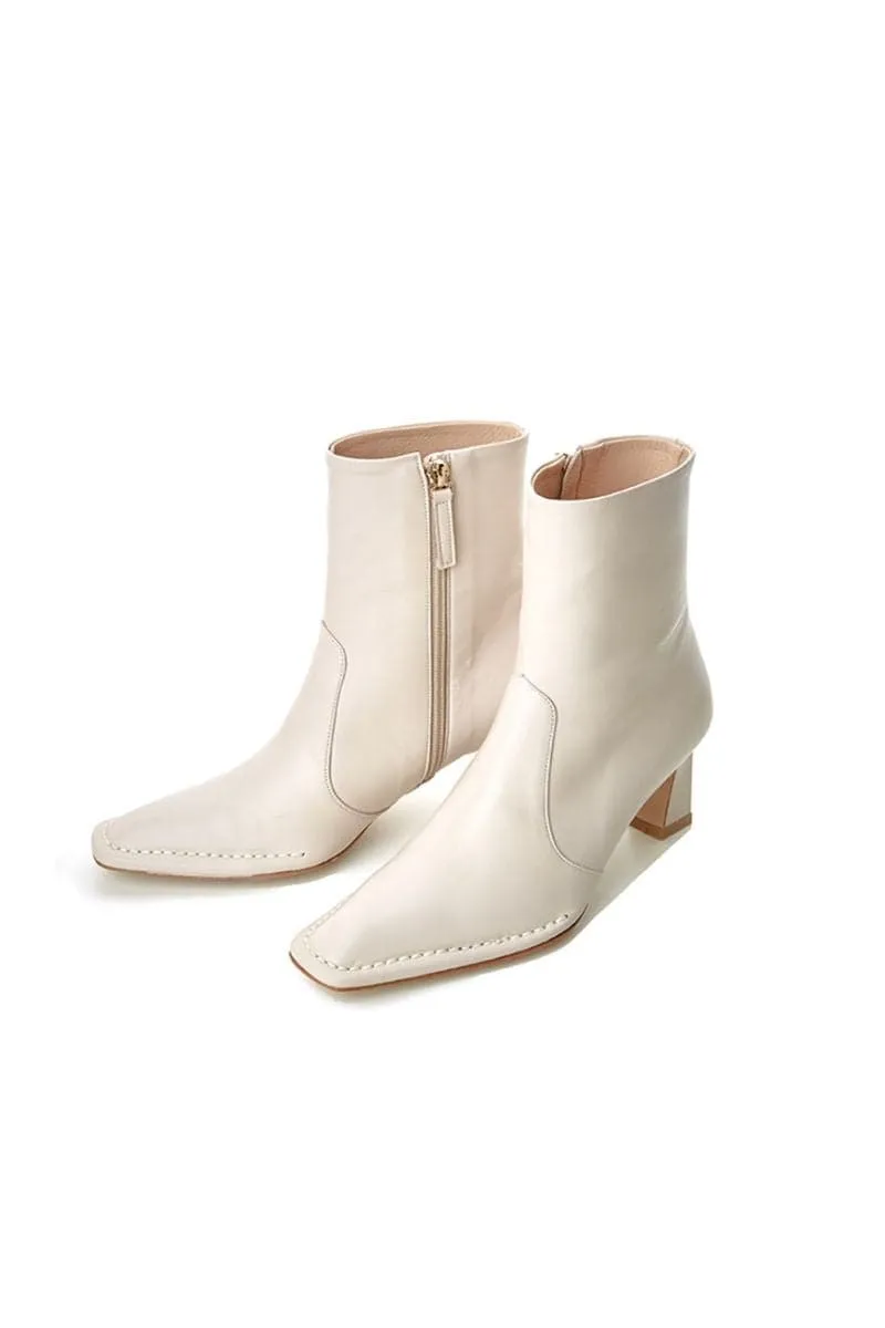 CALAIS OFF WHITE ANKLE BOOTS