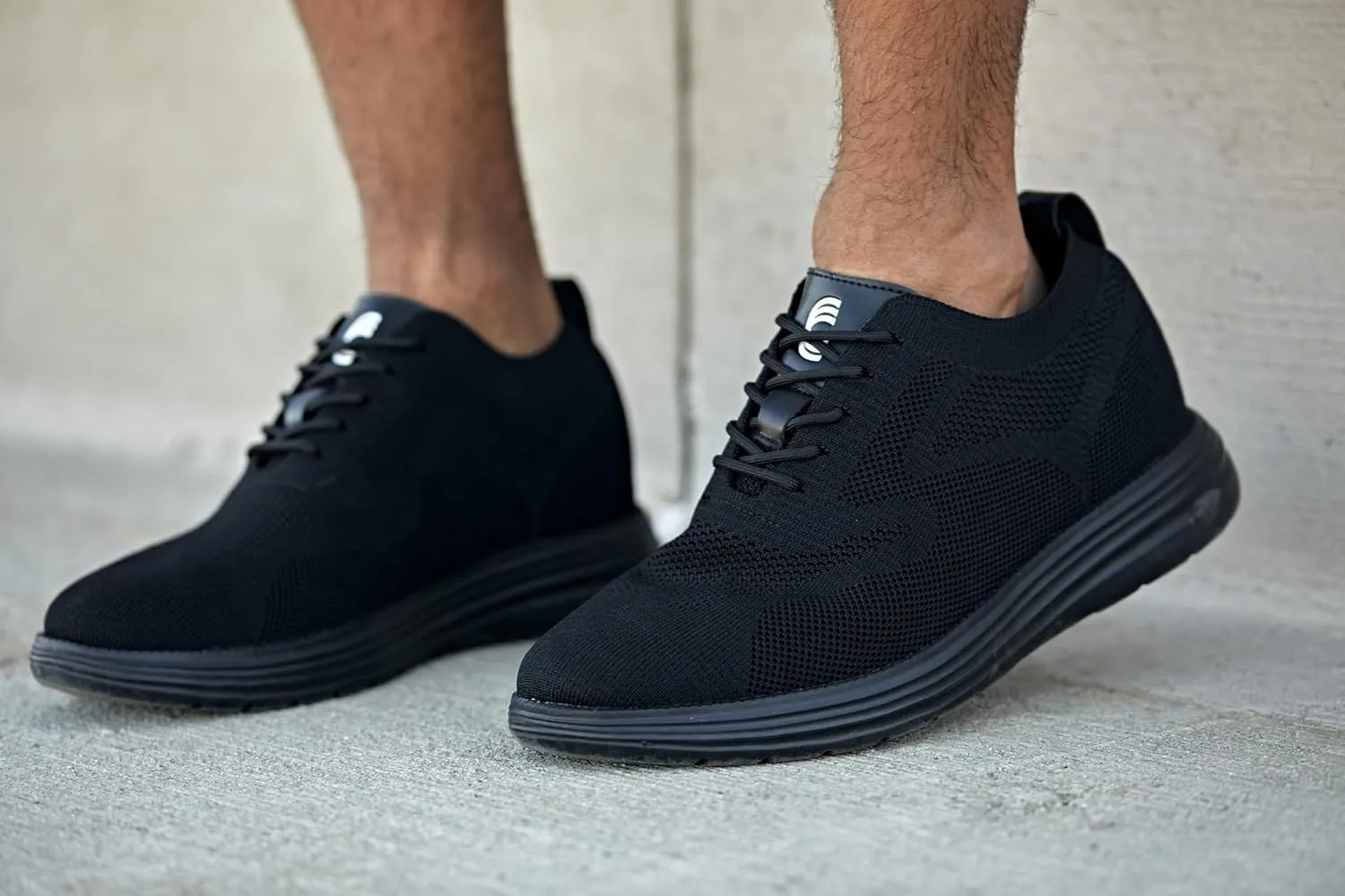 CALTO Men's Invisible Height Increasing Elevator Shoes - Black/Black Sole Ultra Light-Weight Lace-up Knitted Sporty Walker - 2.8 Inches Taller - X2631 - Size 9 D(M) US
