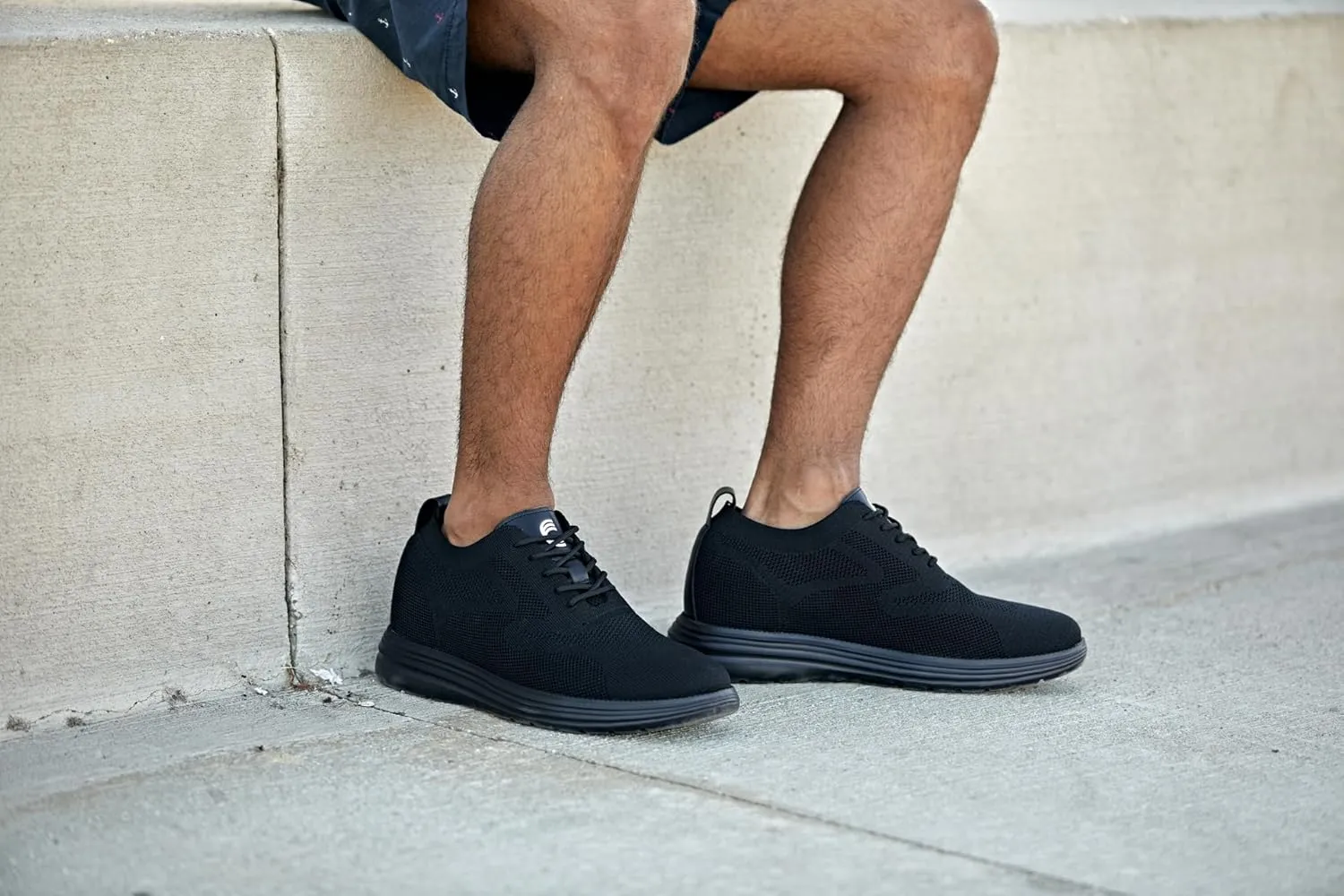 CALTO Men's Invisible Height Increasing Elevator Shoes - Black/Black Sole Ultra Light-Weight Lace-up Knitted Sporty Walker - 2.8 Inches Taller - X2631 - Size 9 D(M) US