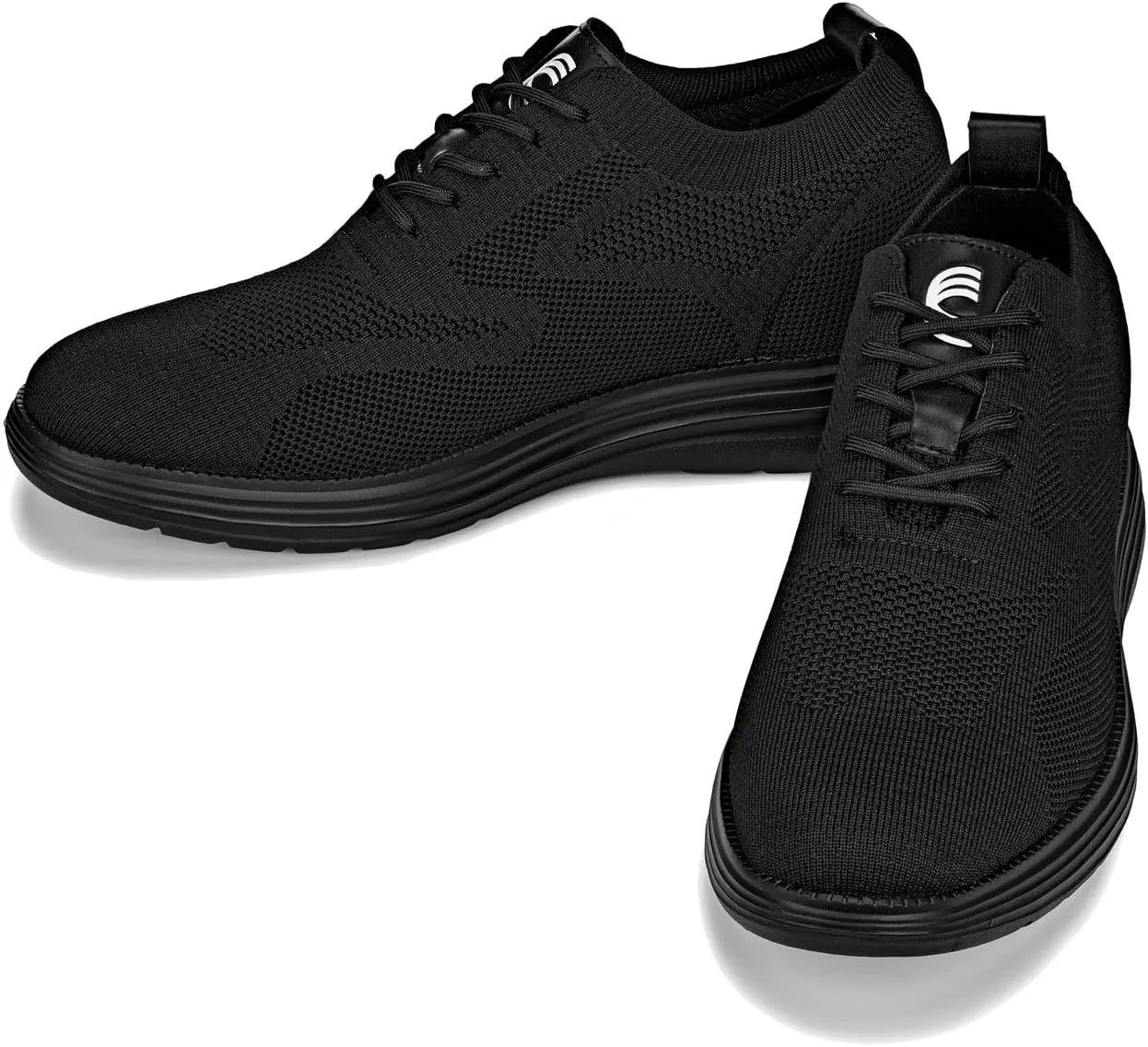 CALTO Men's Invisible Height Increasing Elevator Shoes - Black/Black Sole Ultra Light-Weight Lace-up Knitted Sporty Walker - 2.8 Inches Taller - X2631 - Size 9 D(M) US