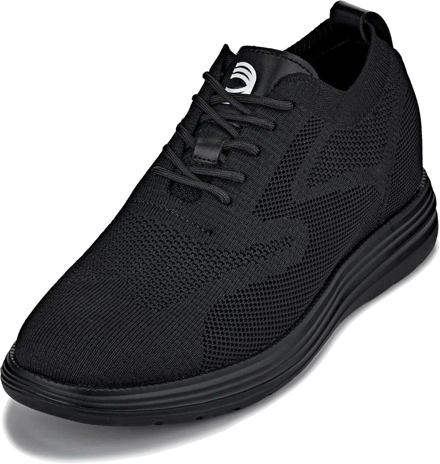 CALTO Men's Invisible Height Increasing Elevator Shoes - Black/Black Sole Ultra Light-Weight Lace-up Knitted Sporty Walker - 2.8 Inches Taller - X2631 - Size 9 D(M) US