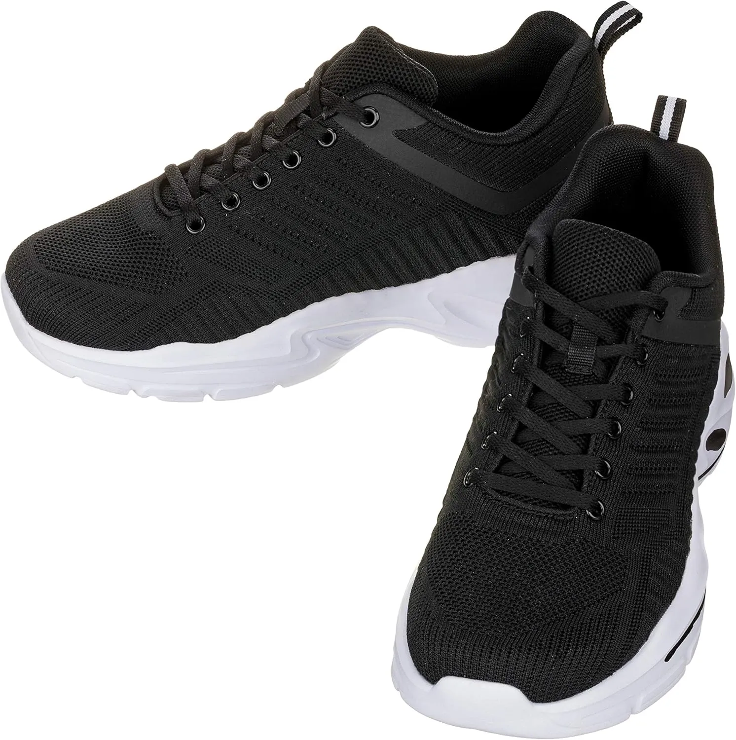 CALTO Men's Invisible Height Increasing Elevator Shoes - Black/White Super Lightweight Sporty Sneakers - 2.6 Inches Taller - Q330 - Size 11 D(M) US