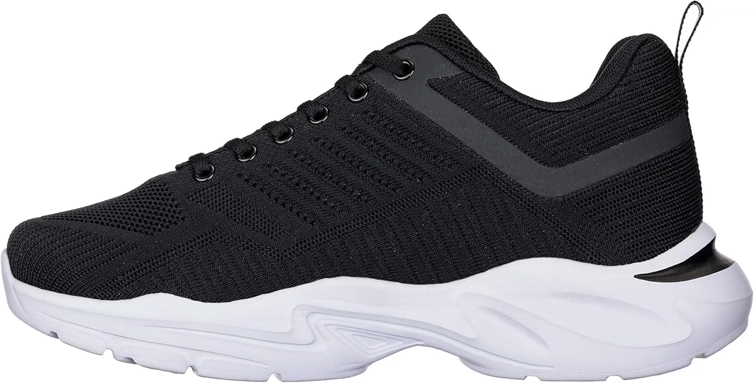 CALTO Men's Invisible Height Increasing Elevator Shoes - Black/White Super Lightweight Sporty Sneakers - 2.6 Inches Taller - Q330 - Size 11 D(M) US