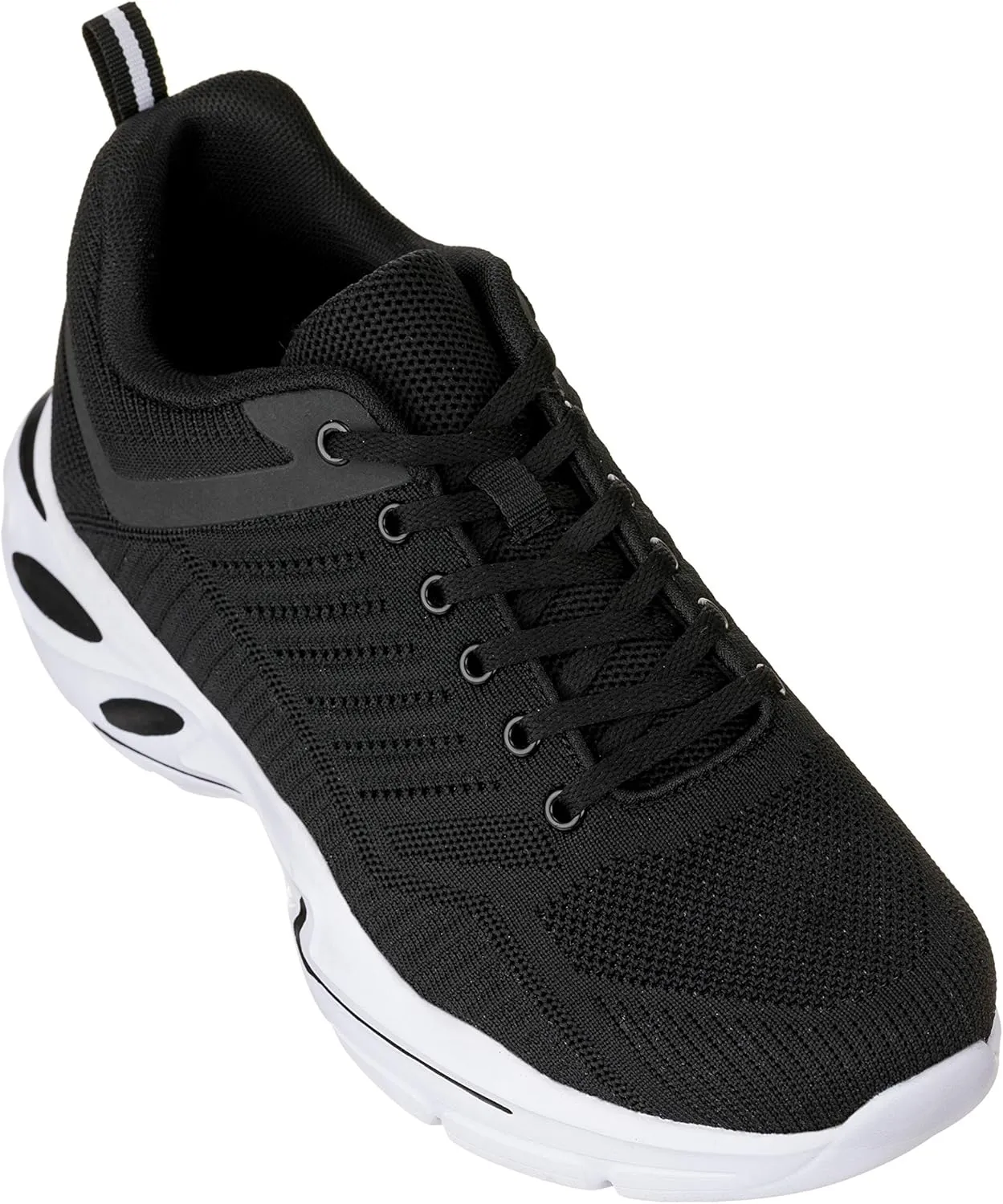 CALTO Men's Invisible Height Increasing Elevator Shoes - Black/White Super Lightweight Sporty Sneakers - 2.6 Inches Taller - Q330 - Size 11 D(M) US