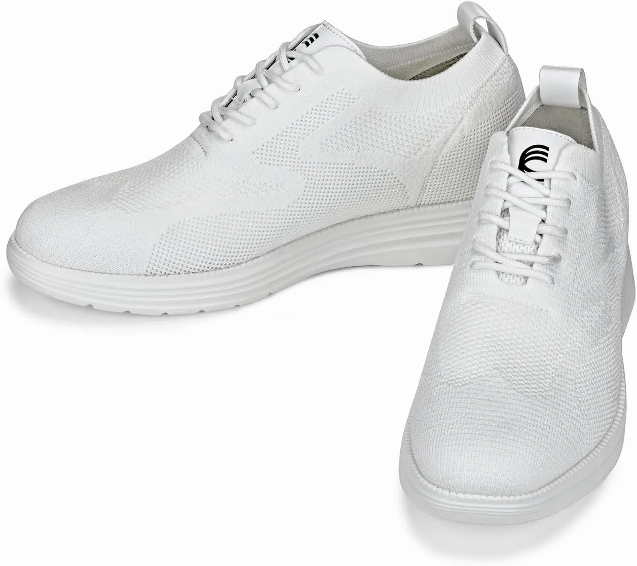 CALTO Men's Invisible Height Increasing Elevator Shoes - White Ultra Light-Weight Lace-up Knitted Sporty Walker - 2.8 Inches Taller - X2633 - Size 9 D(M) US