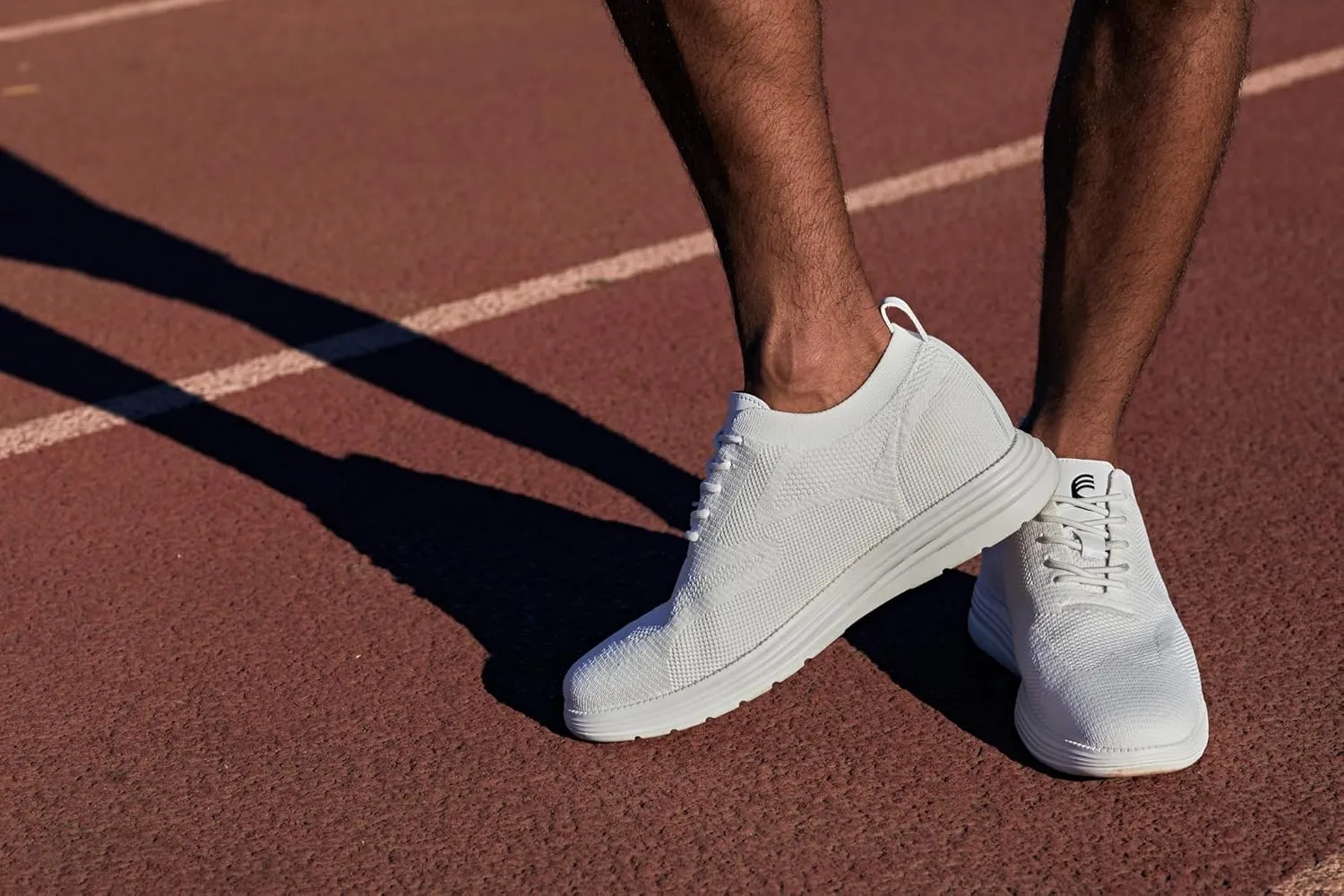 CALTO Men's Invisible Height Increasing Elevator Shoes - White Ultra Light-Weight Lace-up Knitted Sporty Walker - 2.8 Inches Taller - X2633 - Size 9 D(M) US