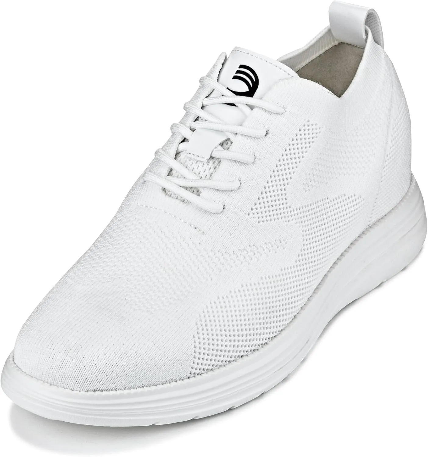 CALTO Men's Invisible Height Increasing Elevator Shoes - White Ultra Light-Weight Lace-up Knitted Sporty Walker - 2.8 Inches Taller - X2633 - Size 9 D(M) US