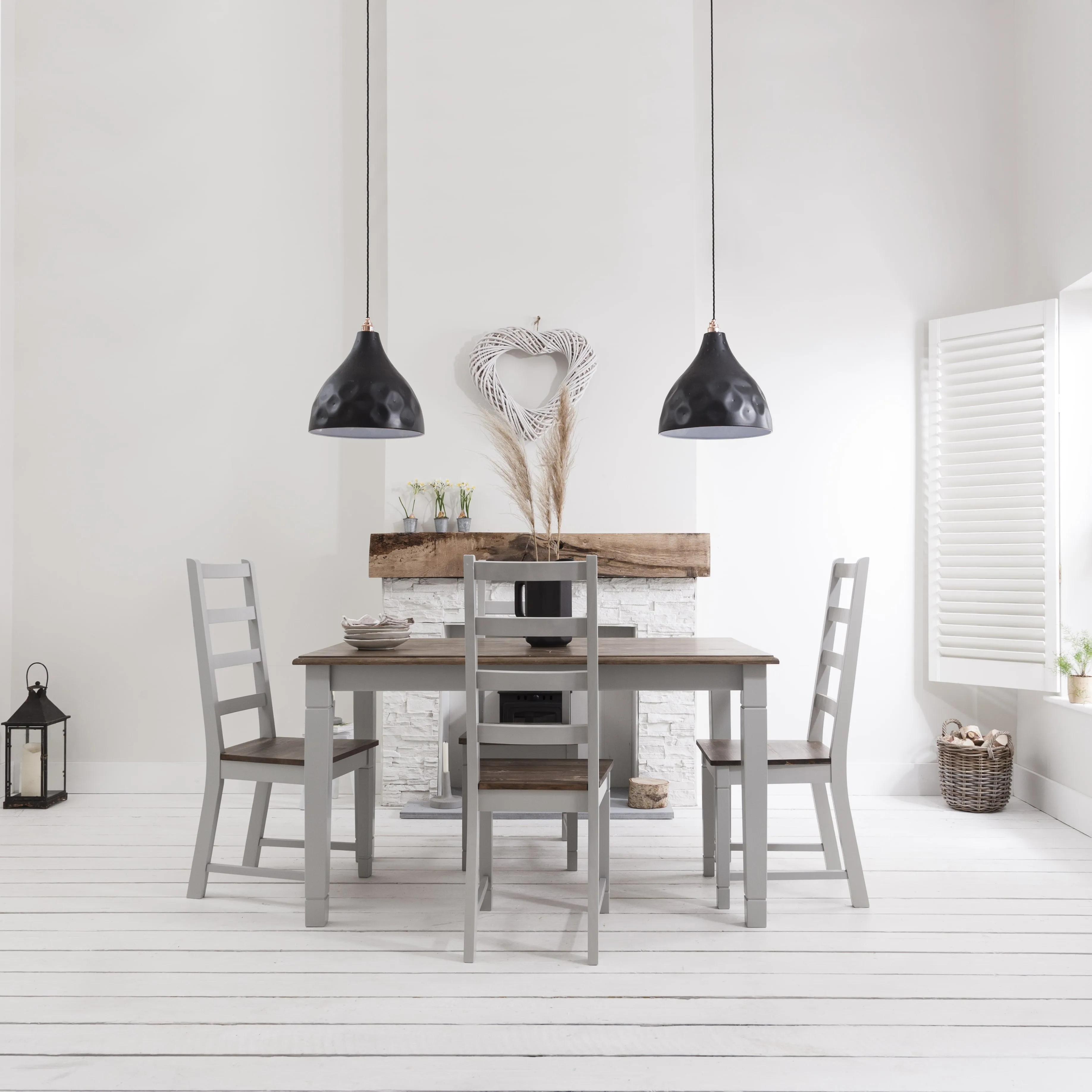 Canterbury Dining Table 140cm in Grey and Dark Pine