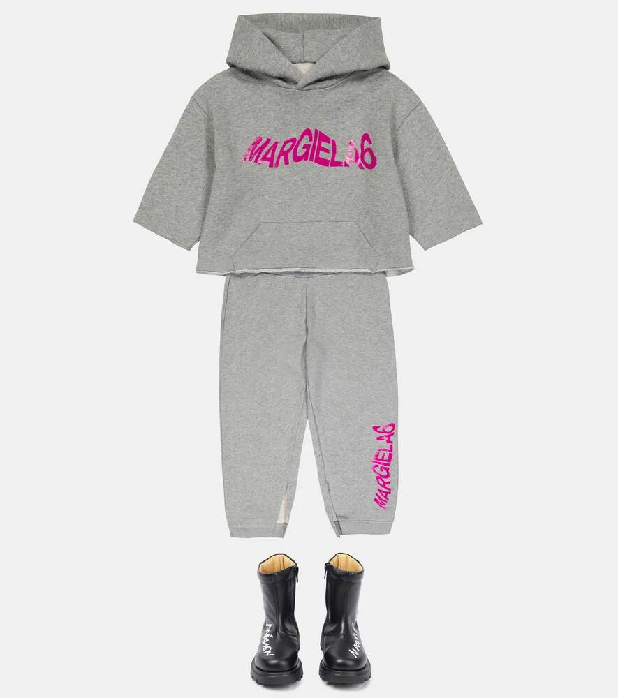 Cotton jersey sweatpants with MM6 Maison Margiela logo, gray