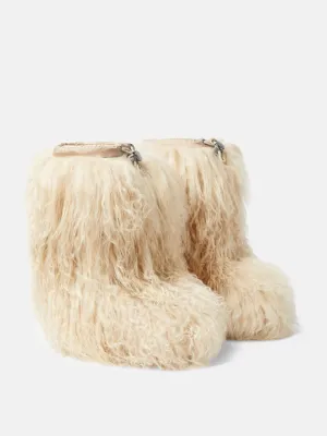 Cream shearling ankle boots