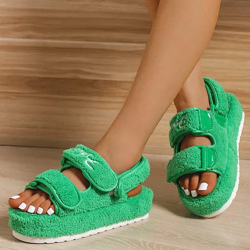 Cute Casual Women’s Sandals with Thick Soles – Available in Blue, Orange, Black, and Green
