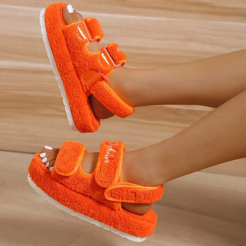 Cute Casual Women’s Sandals with Thick Soles – Available in Blue, Orange, Black, and Green