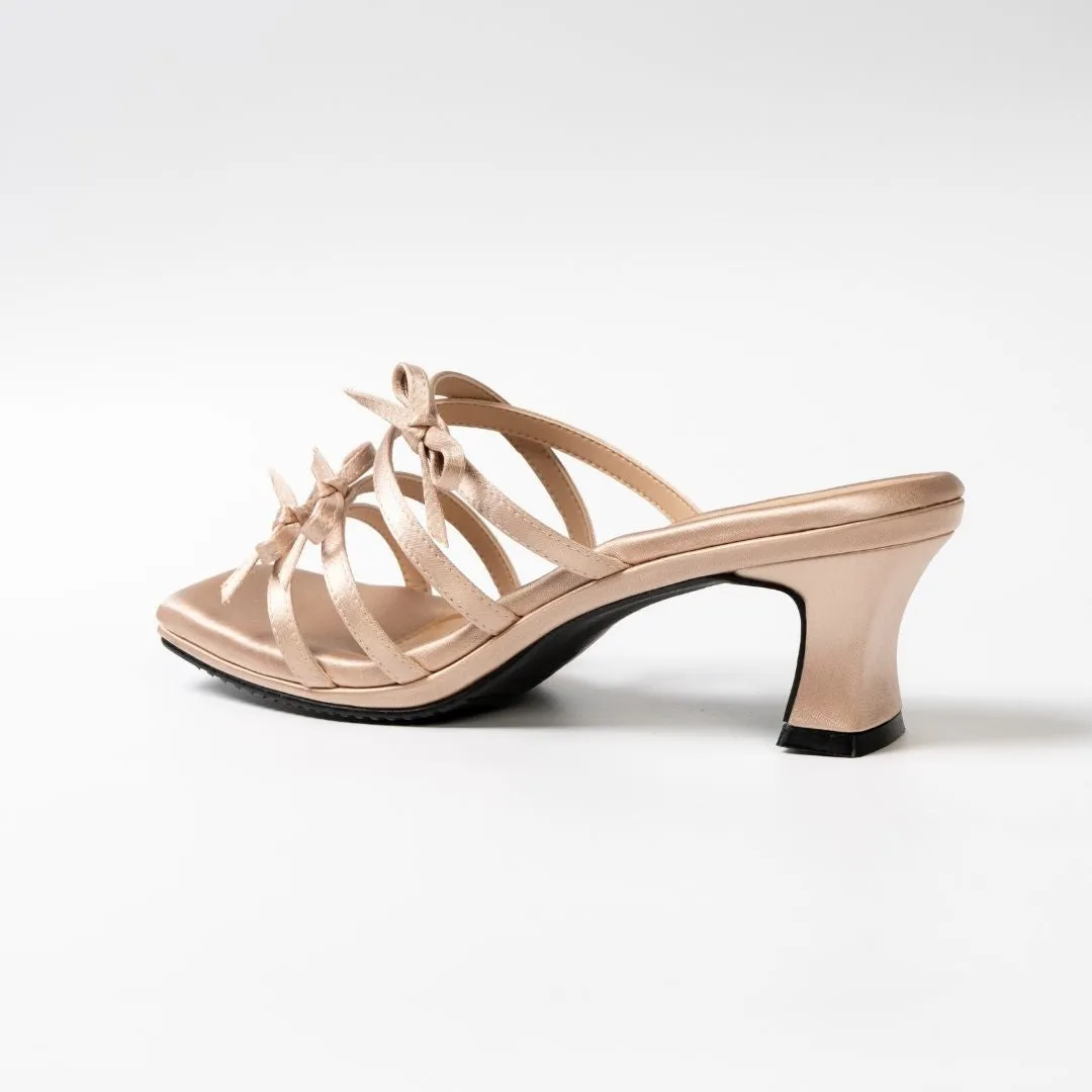 Demure in Blush Ribbon Heels