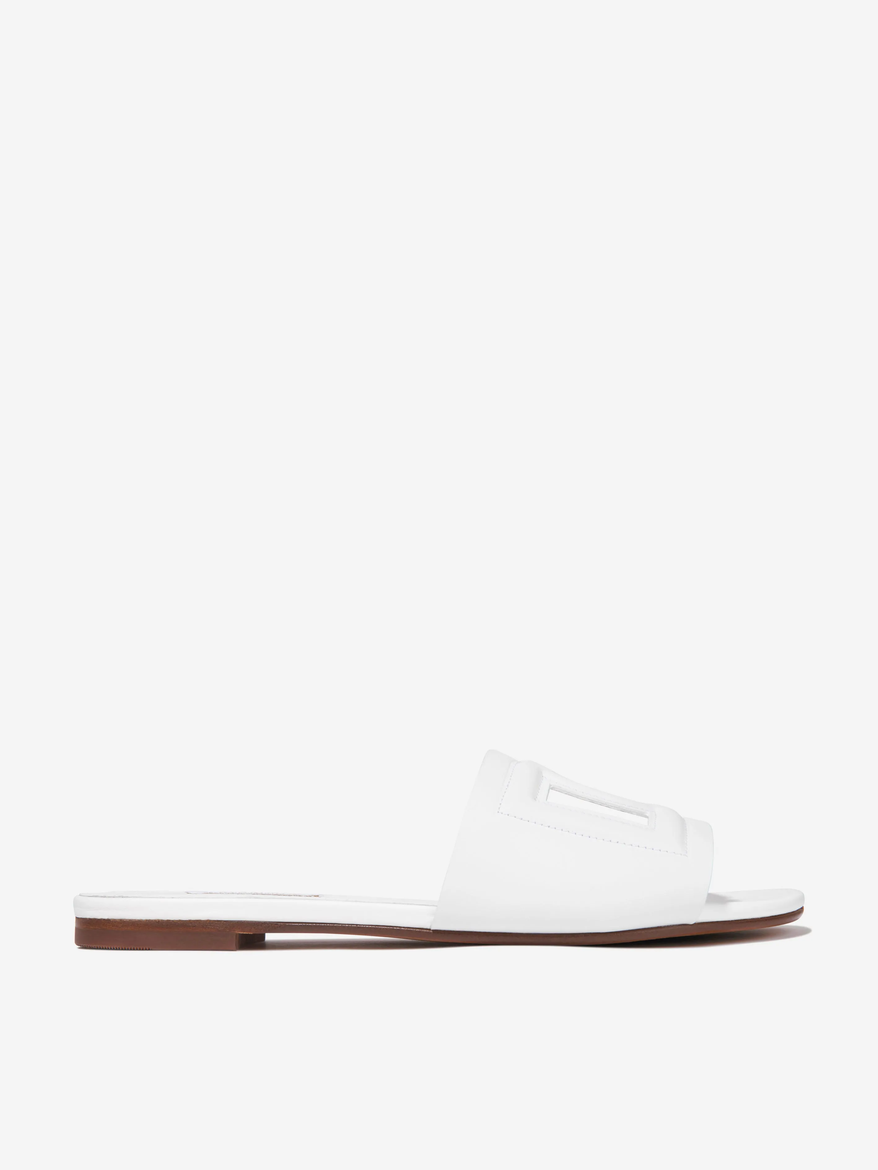 Dolce & Gabbana Girls Leather Cut Out Logo Sliders