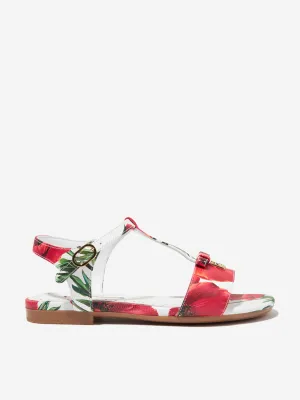 Dolce & Gabbana Girls Leather Poppy Sandals in White