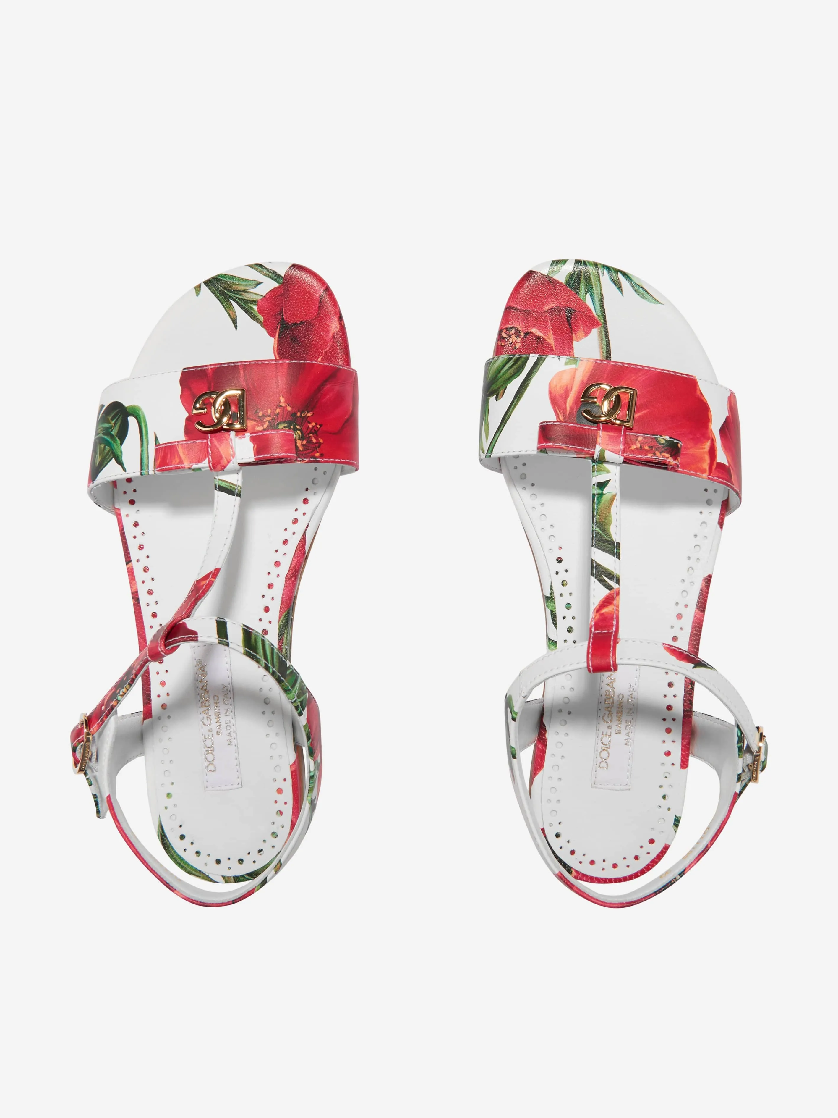 Dolce & Gabbana Girls Leather Poppy Sandals in White