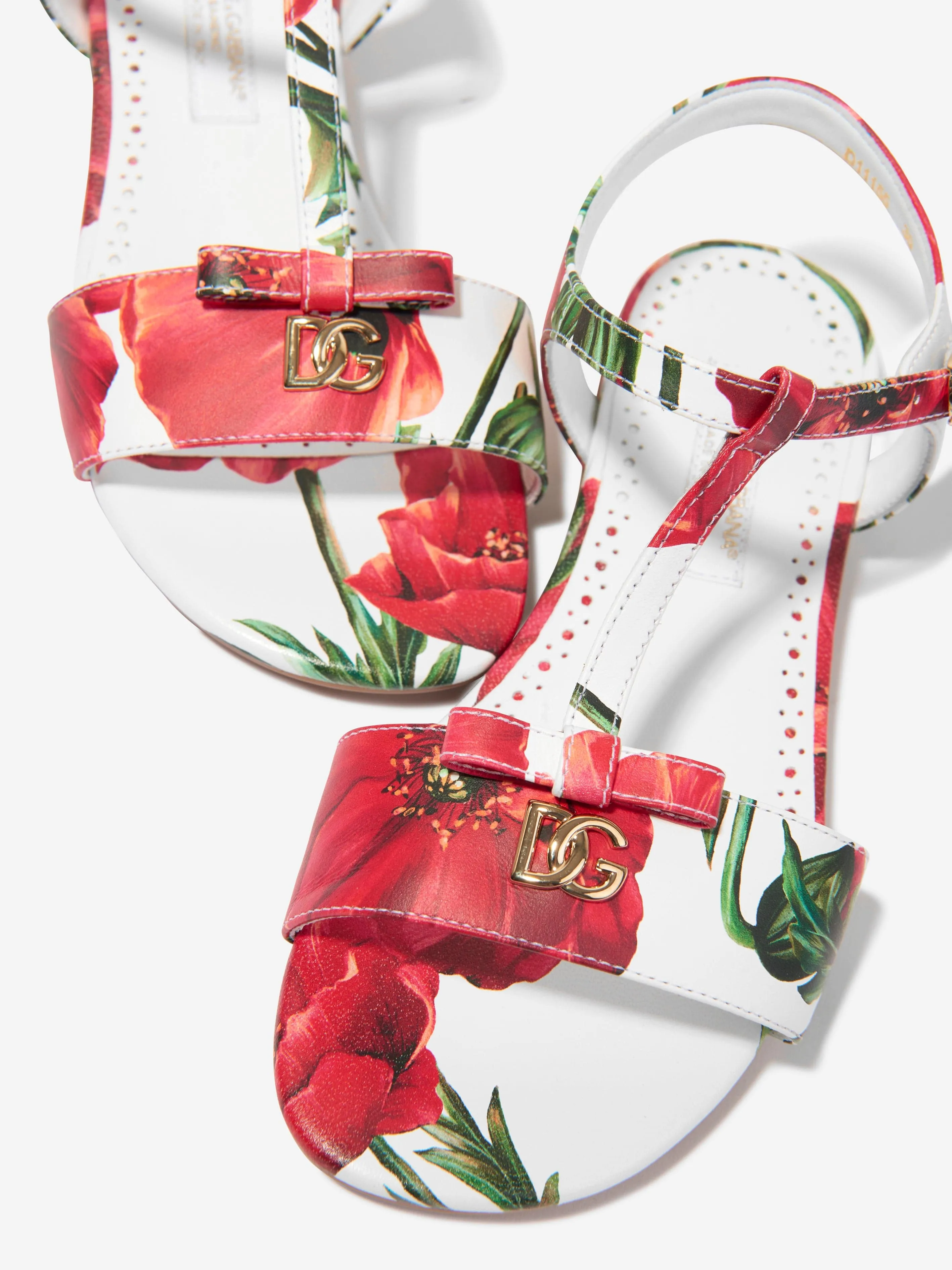 Dolce & Gabbana Girls Leather Poppy Sandals in White