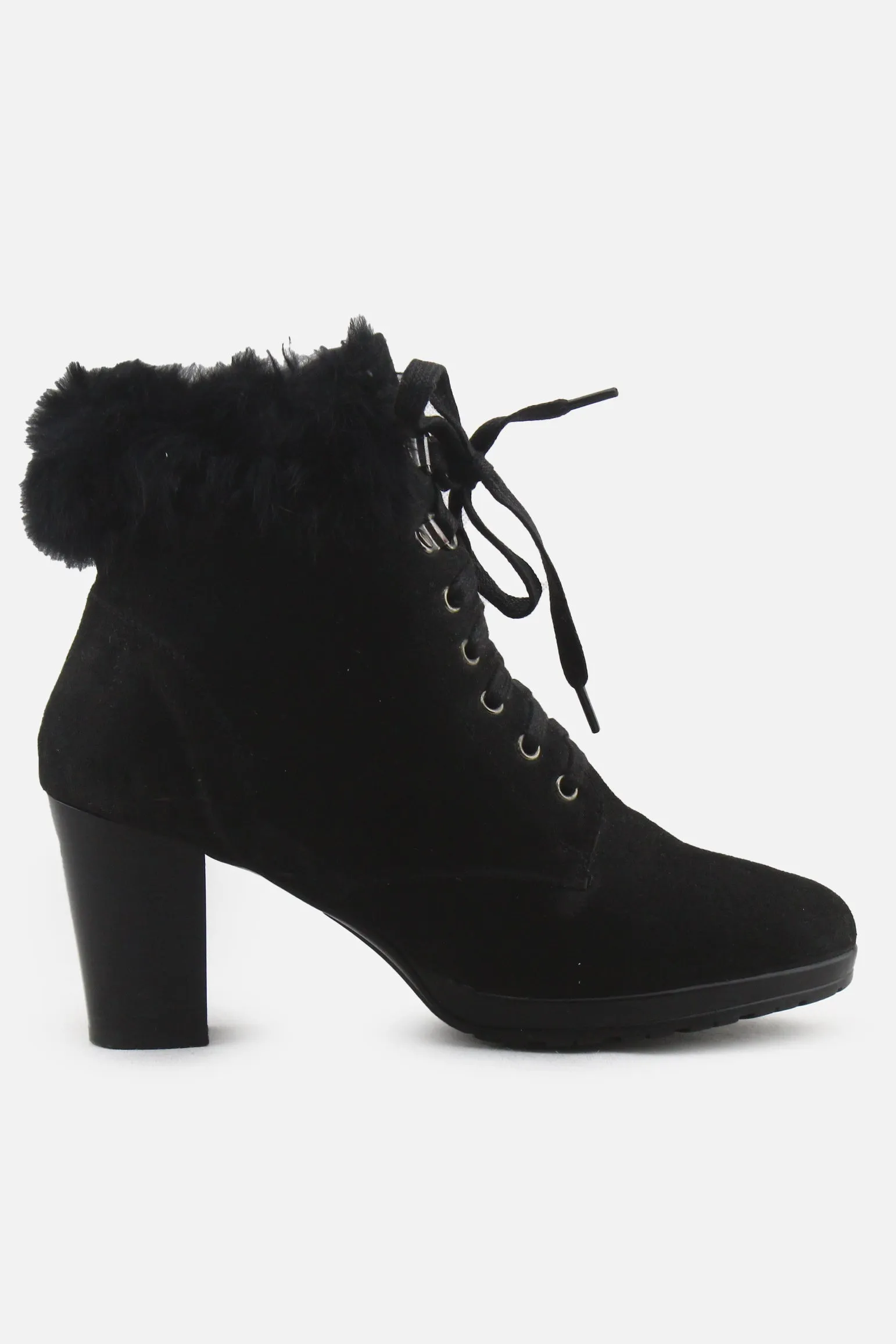 European Brand Zipper Laces Block Heels Ankle Boots | Textile