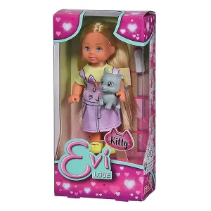 Evi Love Kitty Play Set Fashion Doll Grey Kitten Baby Bottle