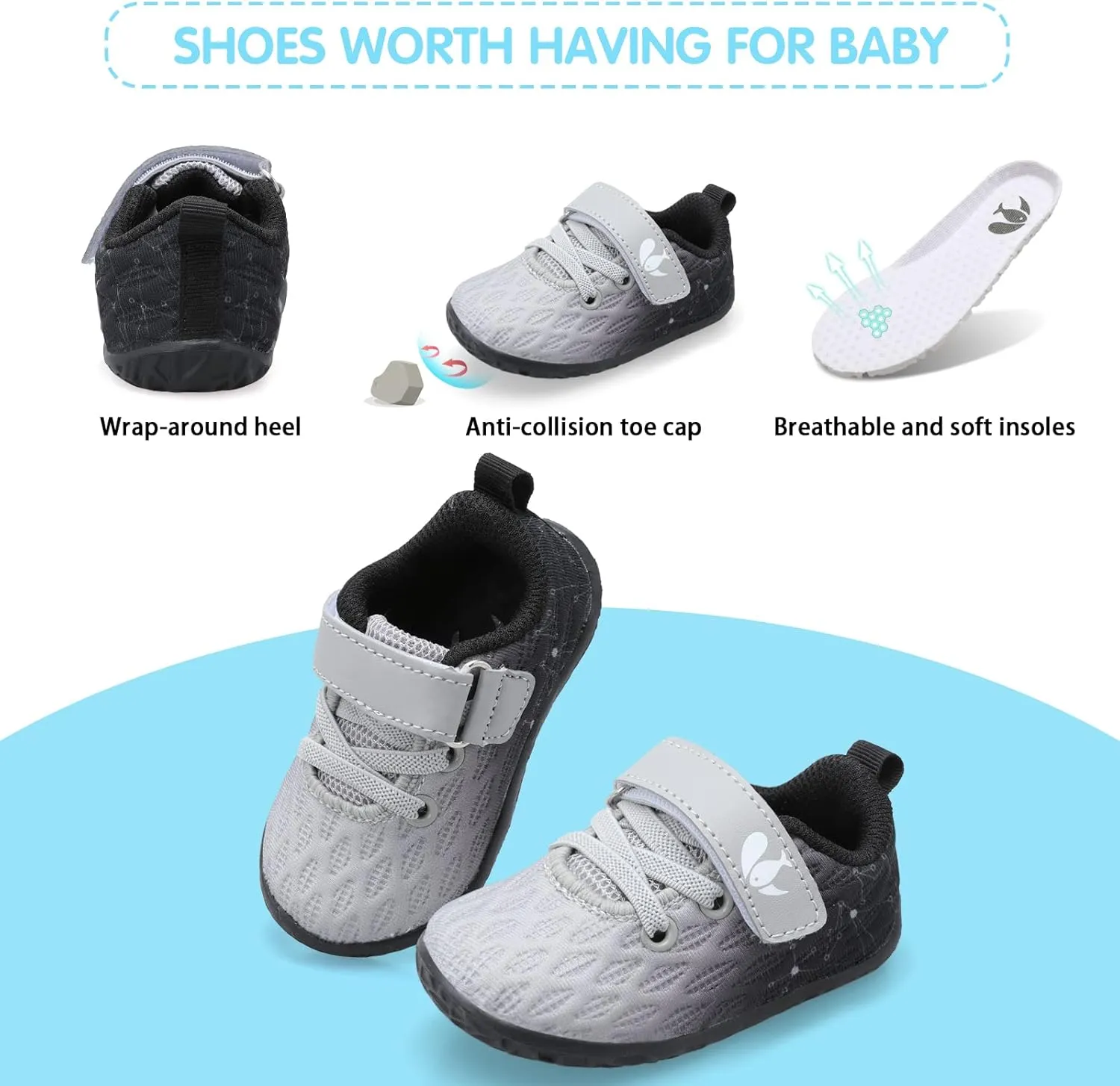 FEETCITY Baby Sneakers Boys Girls Infant Shoes First Walking Shoes Newborn Crib Shoes Toddler Slip On Shoes