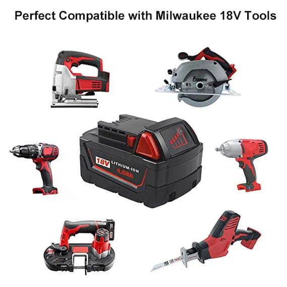 For Milwaukee 18V Battery 4Ah Replacement | M18 Batteries 6 Pack