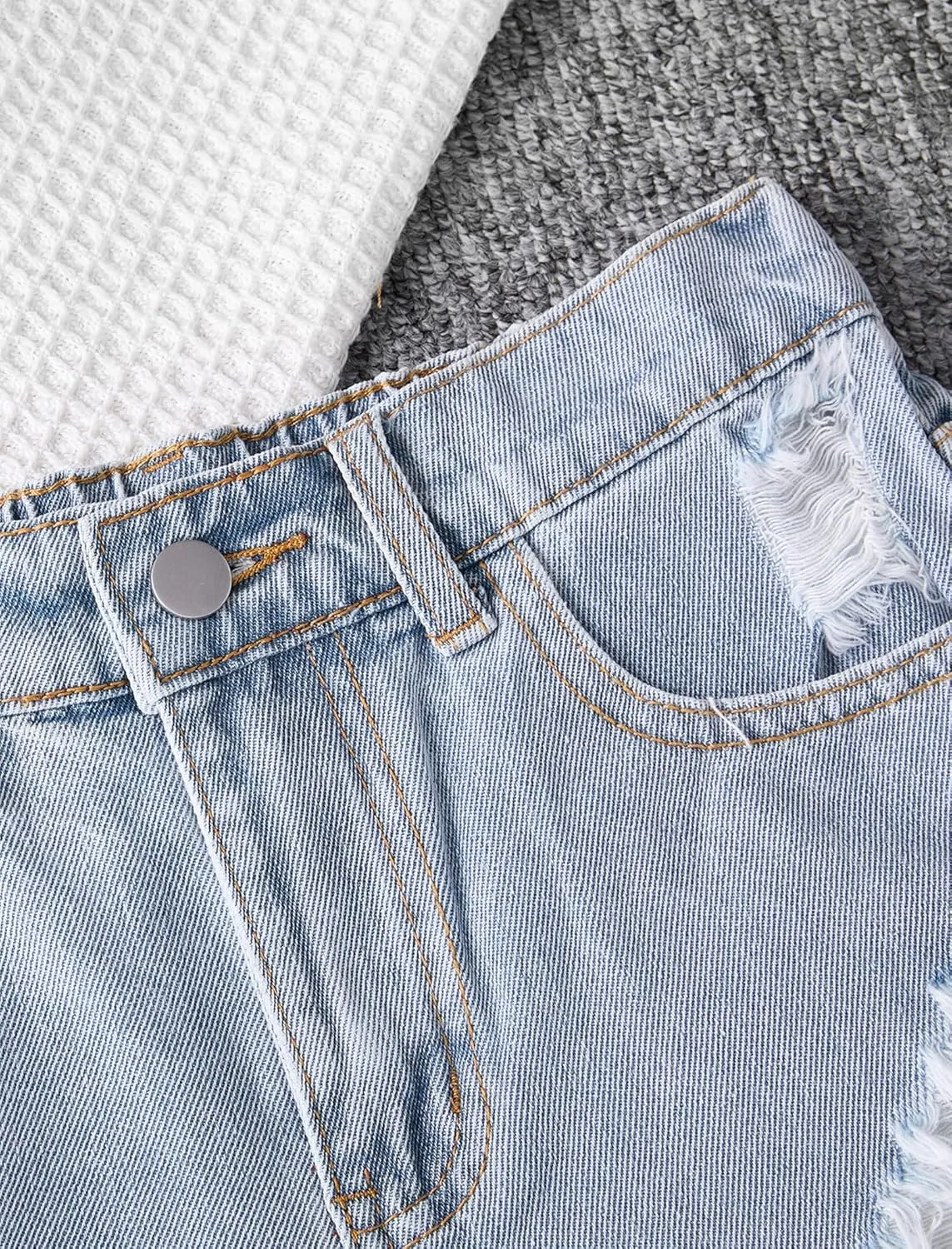 Girls Jean Shorts Ripped Raw Hem High Waist Cute Summer Y2K Distressed Denim Shorts for Teen Girls 8-14Y