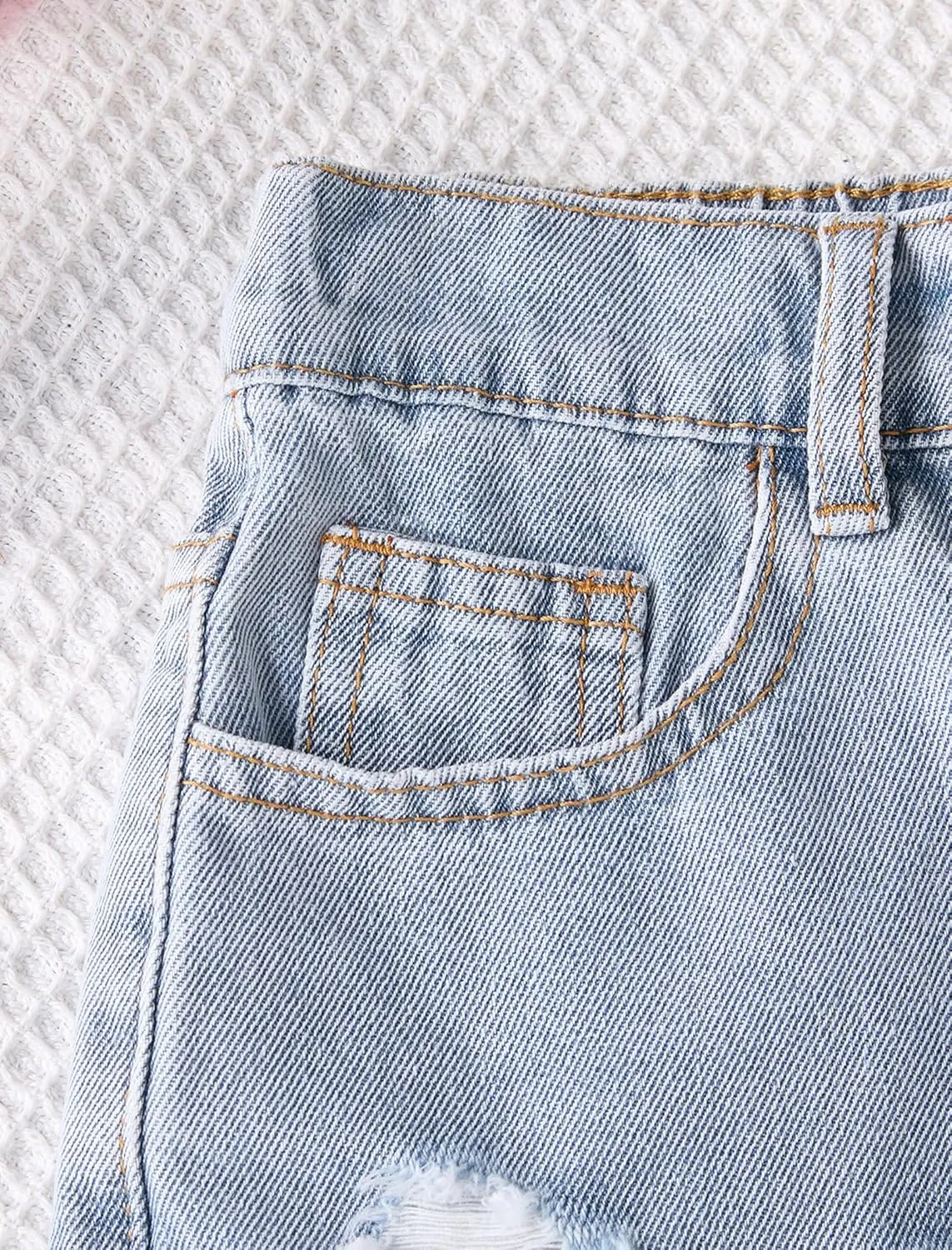 Girls Jean Shorts Ripped Raw Hem High Waist Cute Summer Y2K Distressed Denim Shorts for Teen Girls 8-14Y