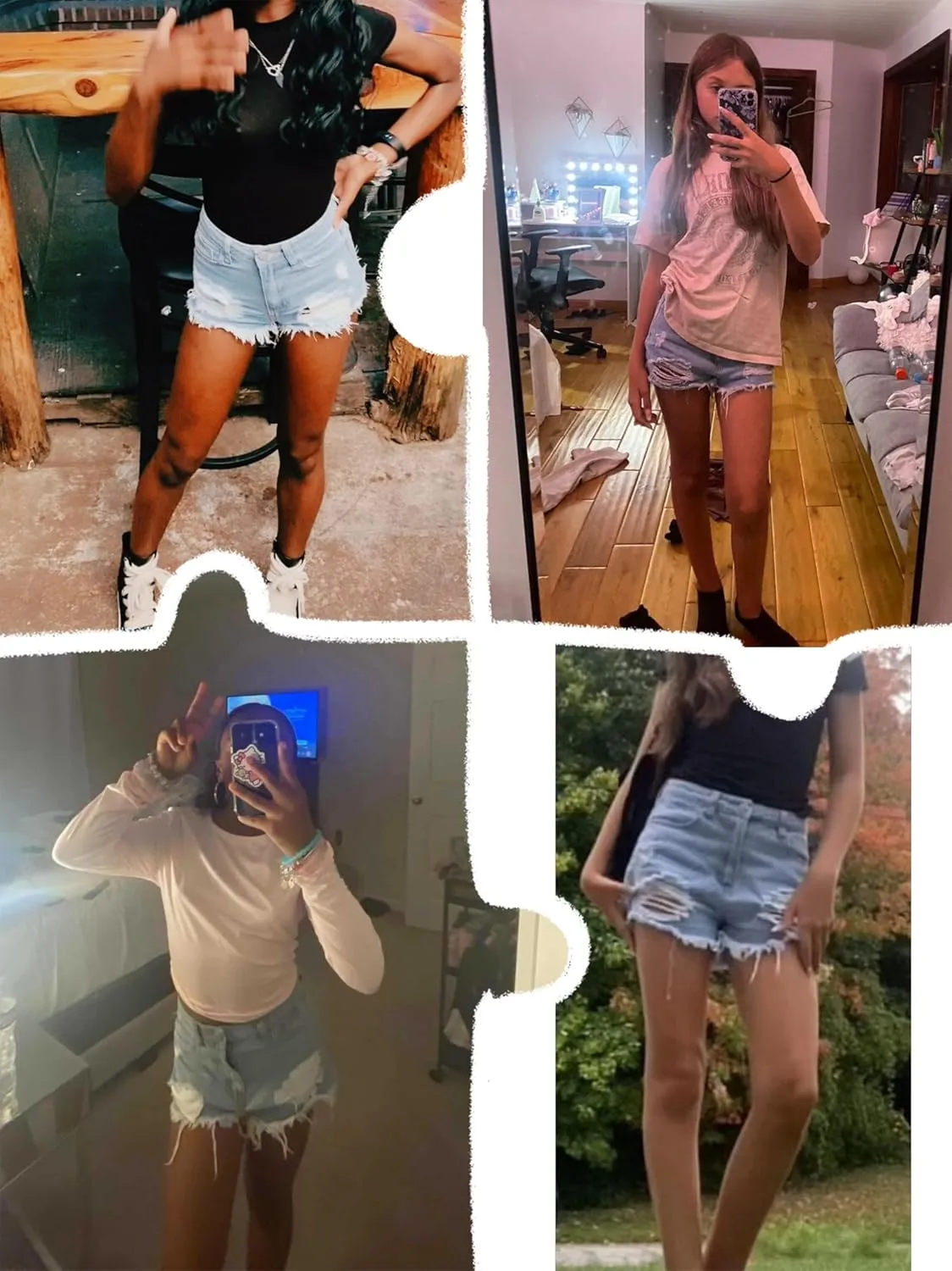 Girls Jean Shorts Ripped Raw Hem High Waist Cute Summer Y2K Distressed Denim Shorts for Teen Girls 8-14Y