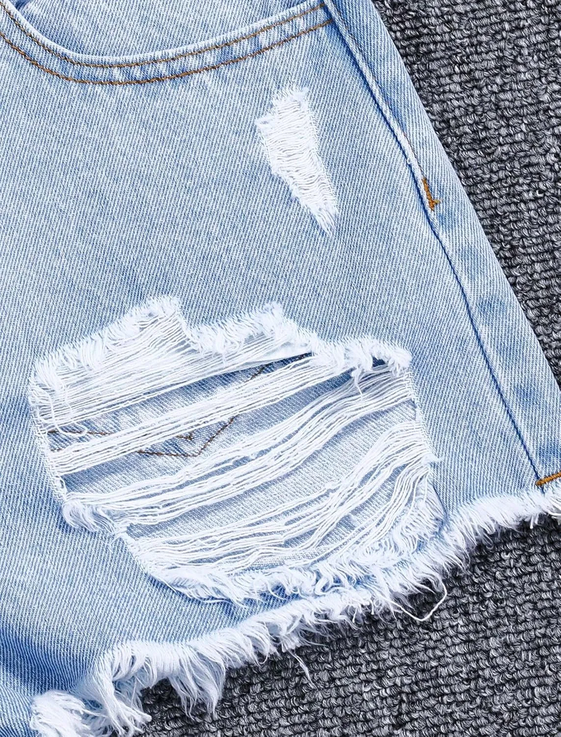 Girls Jean Shorts Ripped Raw Hem High Waist Cute Summer Y2K Distressed Denim Shorts for Teen Girls 8-14Y