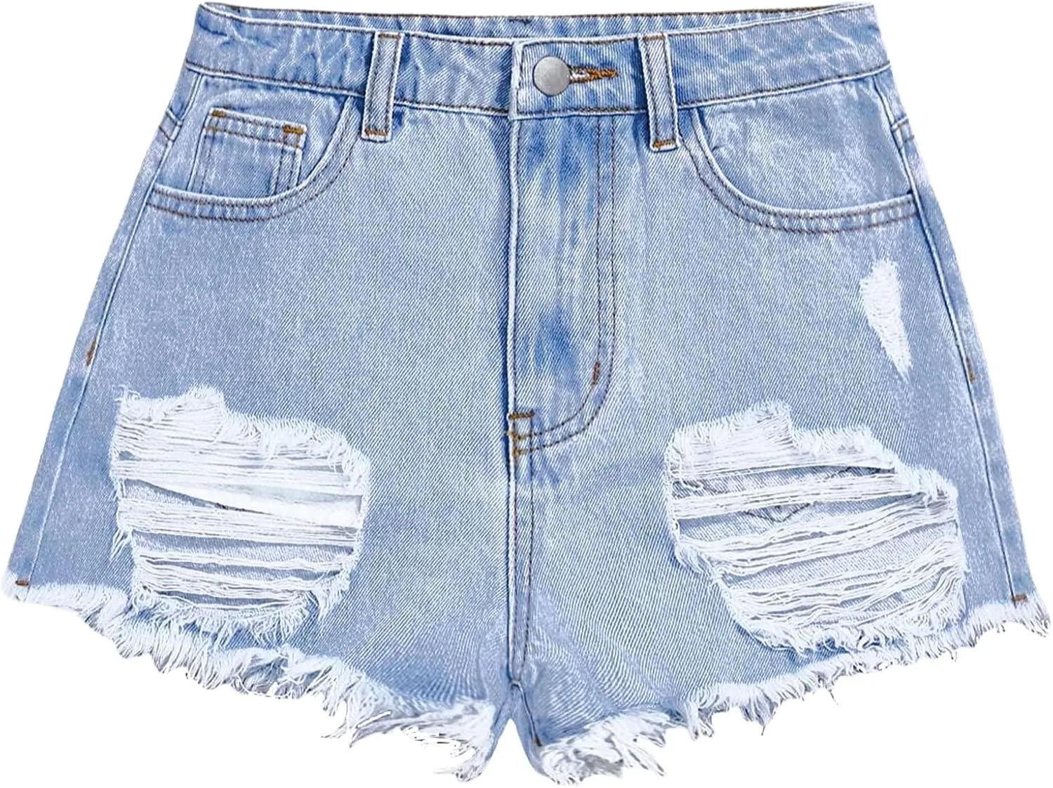 Girls Jean Shorts Ripped Raw Hem High Waist Cute Summer Y2K Distressed Denim Shorts for Teen Girls 8-14Y