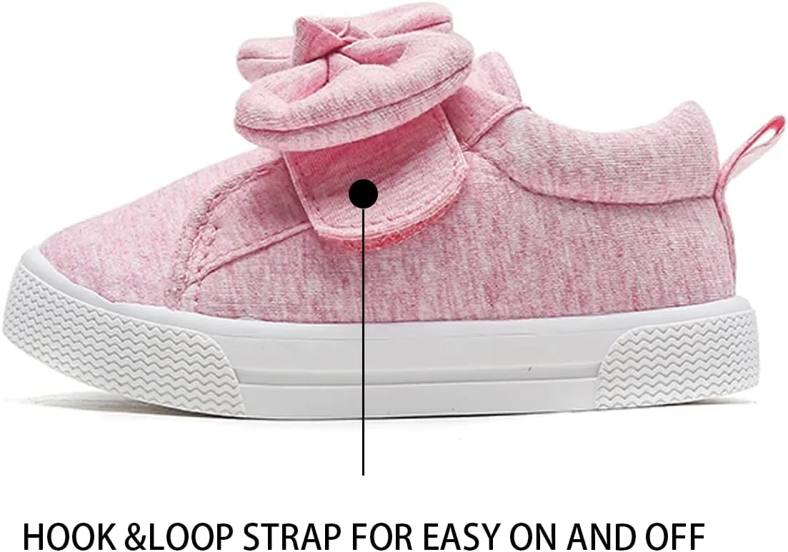 Girls Sneakers Kids High Top Casual Canvas Shoes with Hook & Loop Closure Gradient Color Pinky Heart