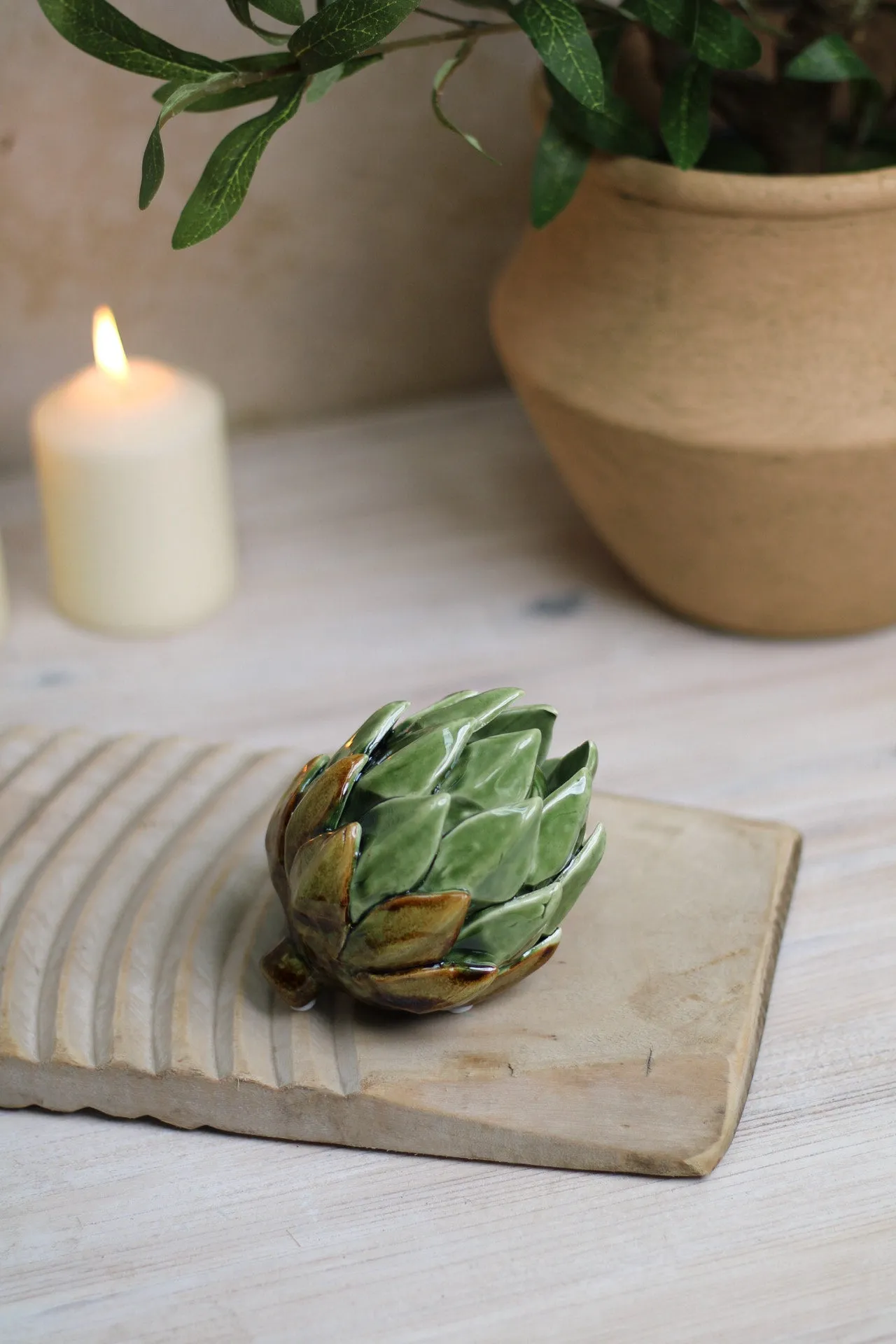 Green Ceramic Artichoke Decoration