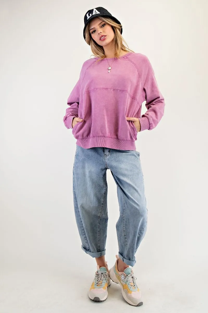 Jessie Mineral Washed Pullover - Orchid