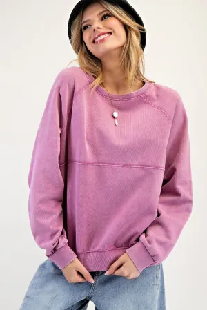 Jessie Mineral Washed Pullover - Orchid