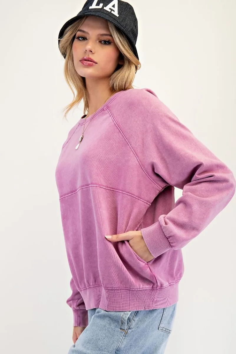 Jessie Mineral Washed Pullover - Orchid