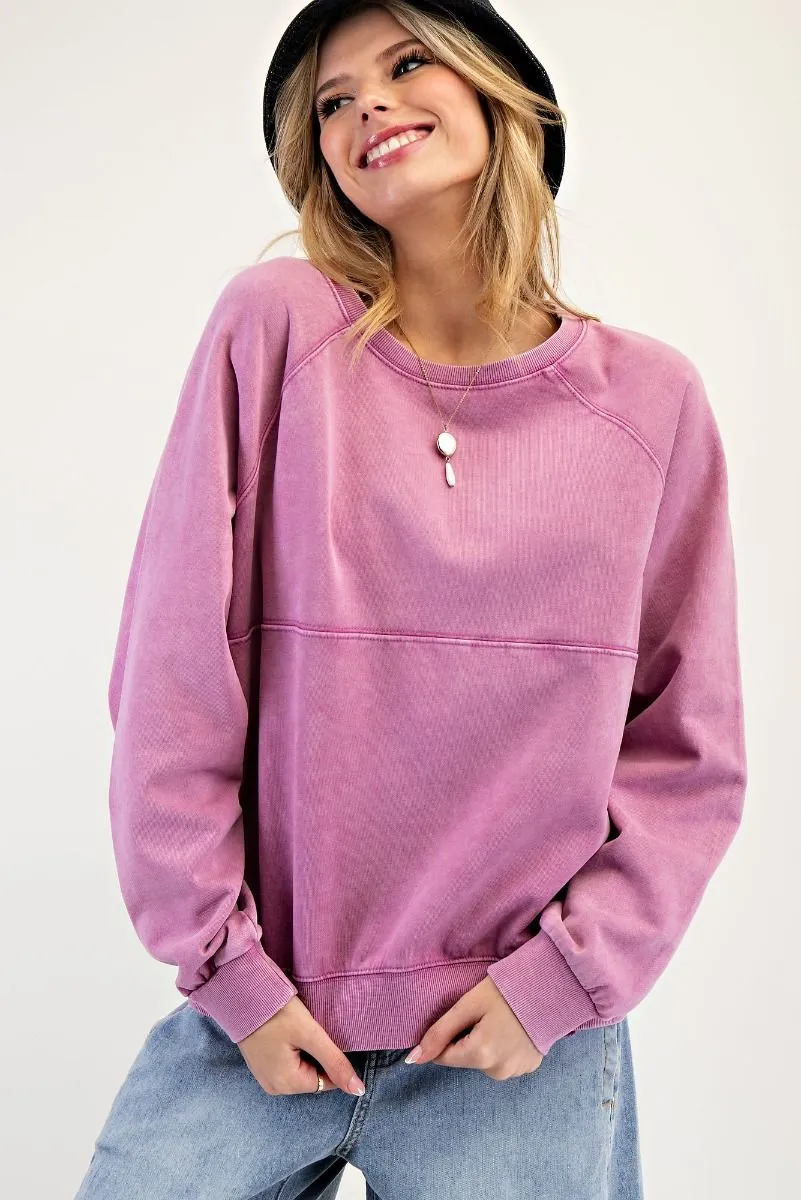 Jessie Mineral Washed Pullover - Orchid