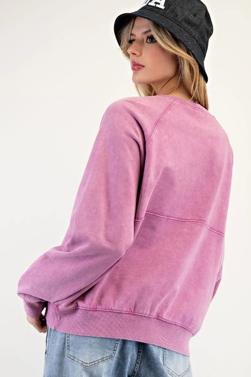 Jessie Mineral Washed Pullover - Orchid