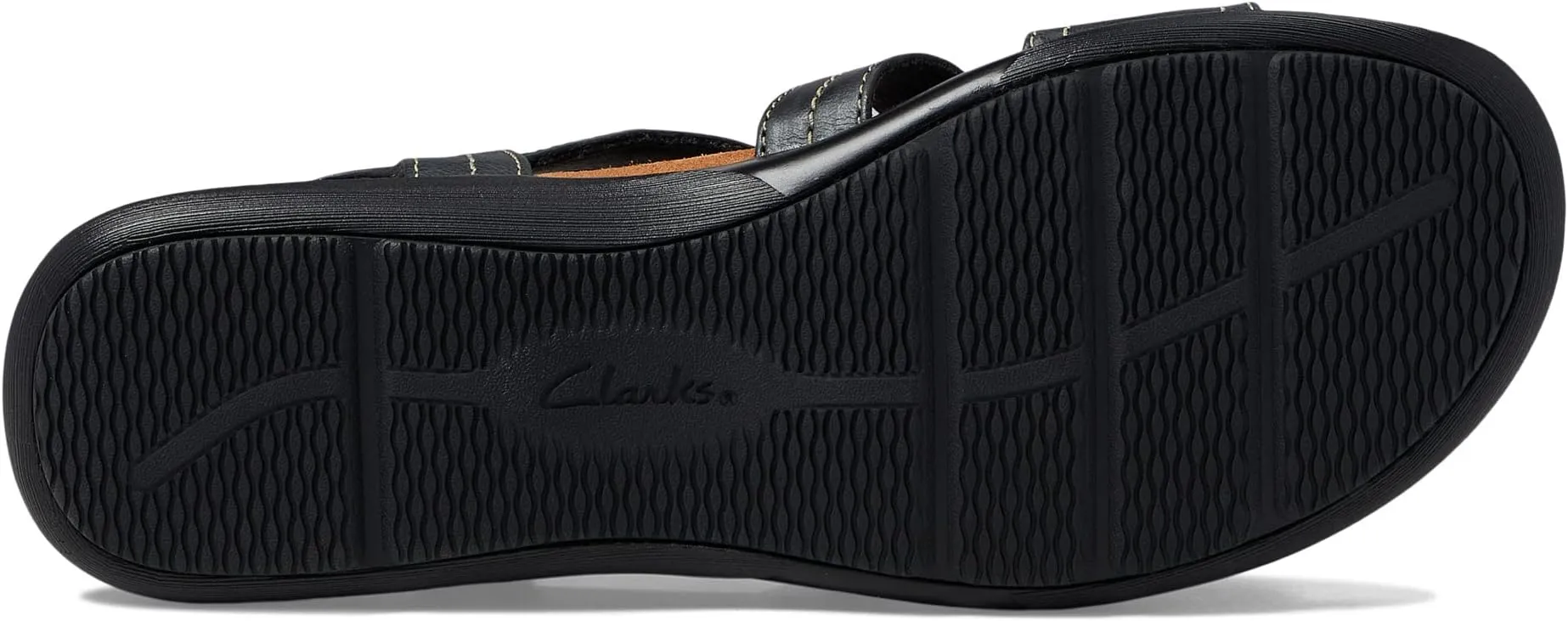 Kitly Step Clarks Flat Sandals in Black/Black Leather