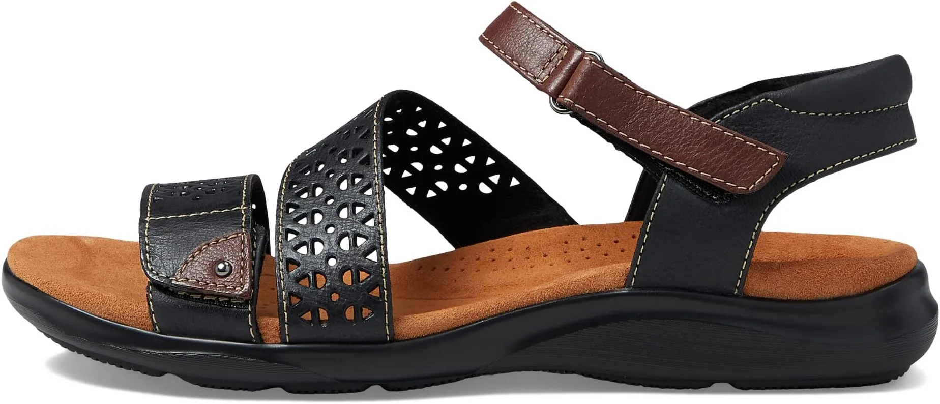 Kitly Way Clarks Flat Sandals, Black Leather