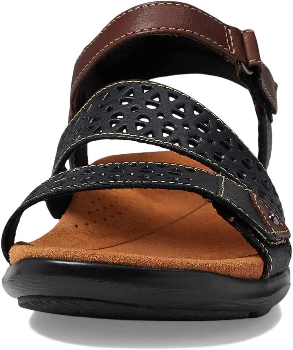 Kitly Way Clarks Flat Sandals, Black Leather